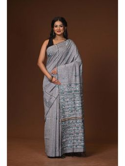 Ramshyam Collection - Grey Embroidered Khesh Kantha Saree with Unstitched Blouse