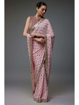 Vana Ethnics - Blush Pink Chinon Sequins Saree without Blouse