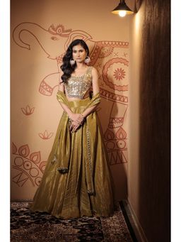 Vana Ethnics - Tissue Mirror Embellished Choli And Lehenga With Dupatta