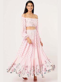Vana Ethnics - Blush Pink Embroidered Choli And Lehenga