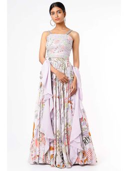 Vana Ethnics - Purple Printed Choli And Lehenga With Dupatta