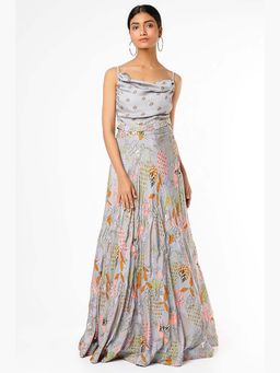 Vana Ethnics - Grey Printed Choli And Lehenga