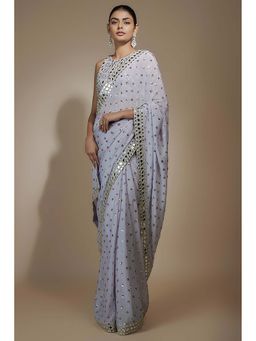 Vana Ethnics - Lilac Chinon Sequins and Mirror Saree with Stitched Blouse