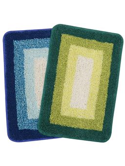 Saral Home - Green & Turquoise Soft Cotton Bathmat (Set of 2Pcs - 35 x 50 cm)