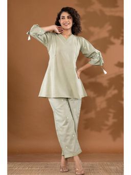 Gahan - Womens Green Solid Co-Ord (Set of 2)