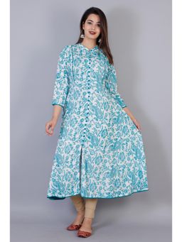 Gahan - Womens Light Blue White Viscose Rayon Fabric Kurta