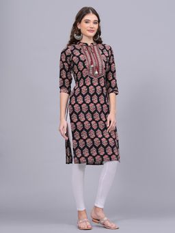 Gahan - Womens Black Cotton Blend Fabric Kurta