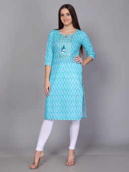 Gahan - Womens Light Blue Cotton Blend Fabric Kurta