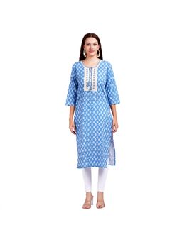 Gahan - Womens Blue Cotton Blend Fabric Kurta