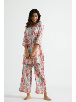 Gahan - Bold & Chic Pastel Floral Cotton Co-Ord (Set of 2)