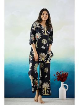 Gahan - Womens Black Palm Co-Ord (Set of 2)