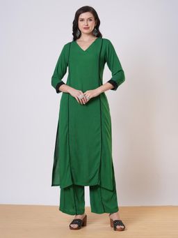 Gahan - Womens Green Rayon Blend Straight Solid Kurta with Pant (Set of 2)