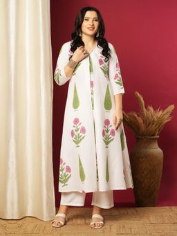 Gahan - Womens White Rayon Blend Straight Printed Kurta with Pant (Set of 2)