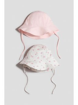 H&M - Girls White 2-Pack Cotton Sun Hats