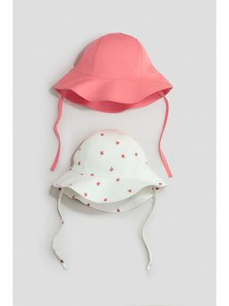 H&M - Girls White 2-Pack Cotton Sun Hats
