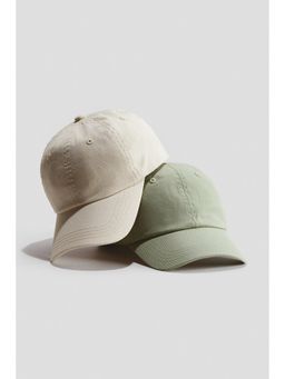 H&M - Boys Green 2-Pack Cotton Twill Caps