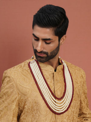 Beaded one sided motif necklace - Ruby Raang