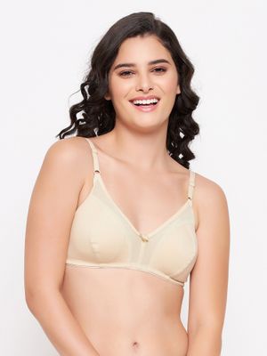Buy Clovia Non-Padded Non-Wired Full Cup Bra in Nude Colour-Cotton Online
