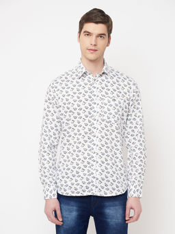 CRIMSOUNE CLUB - Men White Floral Shirt
