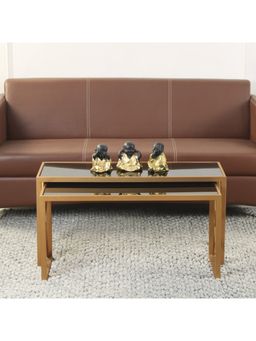 Claymint - Valentino Black Glass Nesting Coffee Table in Dark Gold Finish