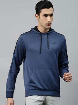 Alcis - Men Blue Solid Hooded Training Sweatshirt