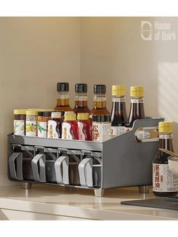House of Quirk - Condiment Rack Holder Household Shelf Jar & Spice Racks (Grey)