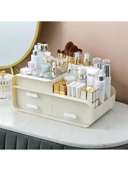 House of Quirk - Makeup Organiser Cosmetic Storage Box for Dressing Table (Beige)