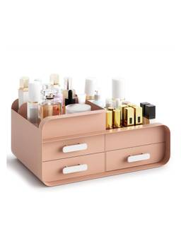 House of Quirk - Makeup Organiser Cosmetic Storage Box for Dressing Table (Pink)