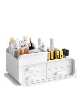 House of Quirk - Makeup Organiser Cosmetic Storage Box for Dressing Table (White)