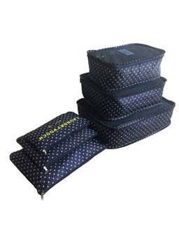 House of Quirk - Printed Packing Cubes for Travel Organizer Bags Set of 6 (Blue Polka)