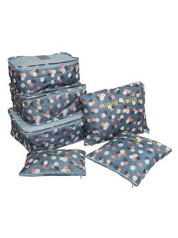 House of Quirk - Printed Packing Cubes for Travel Organizer Bags Set of 6 (Blue Flower)