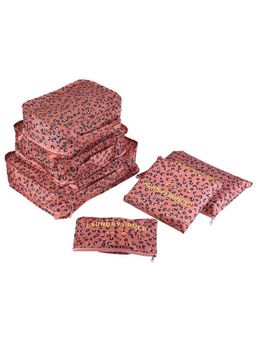 House of Quirk - Printed Packing Cubes for Travel Organizer Bags Set of 6 (Pink Leopard)