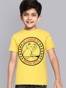 Kidsville - Dc League Of Super Pets Regular Fit Crew Neck Yellow T-Shirt for Boys