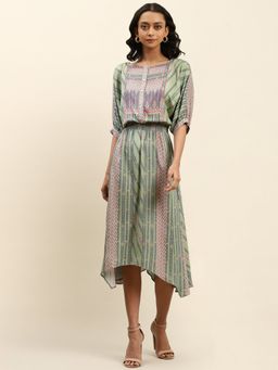 Aarke Ritu Kumar - Green Printed Long Dress