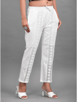 Hatheli - White Cotton Lace Palazzo