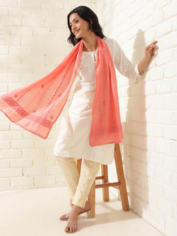 Fabindia - Coral Cotton Silk Chikankari Stole