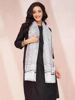 Fabindia - Natural Cotton Silk Hand Block Printed Stole