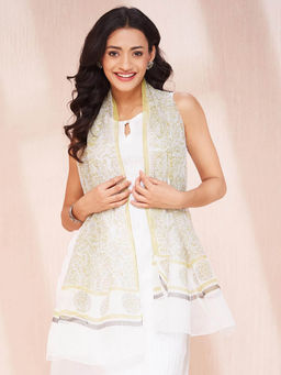 Fabindia - Natural Cotton Silk Hand Block Printed Stole