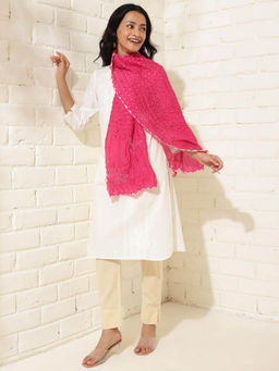 Fabindia - Pink Viscose Blend Bandhani Stole