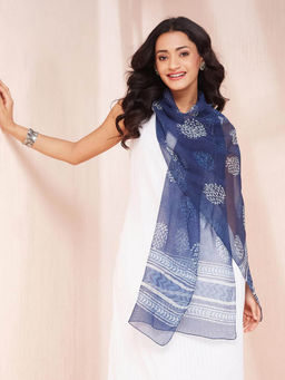 Fabindia - Indigo Cotton Silk Dabu Printed Stole