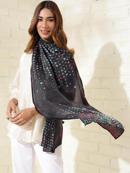 Fabindia - Black Silk Printed Stole