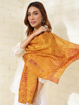 Fabindia - Mustard Silk Printed Stole