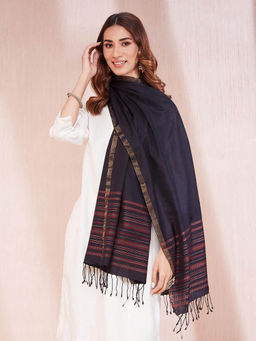Fabindia - Black Silk Embroidered Stole