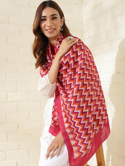 Fabindia - Pink Silk Hand Block Printed Stole