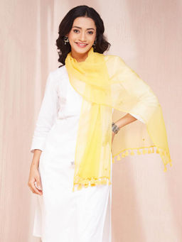 Fabindia - Mustard Cotton Silk Woven Stole