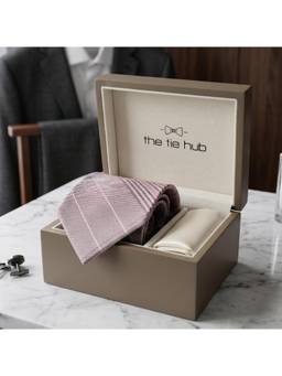 The Tie Hub - Lavender Silk Checks Formal Wear Gift Set For Men