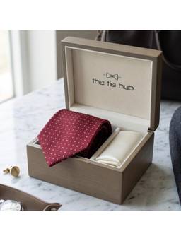 The Tie Hub - Red Silk Printed Formal Wear Gift Set For Men