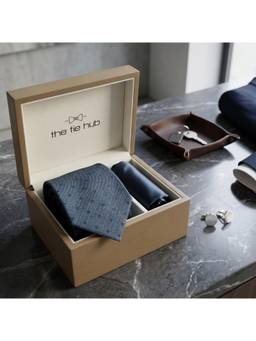 The Tie Hub - Blue Silk Polka Dot Formal Wear Gift Set For Men
