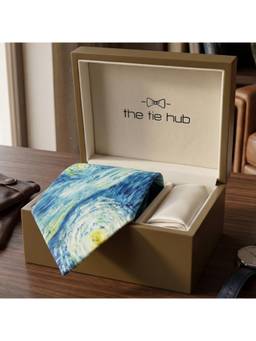 The Tie Hub - Blue Silk Abstract Formal Wear Gift Set For Men