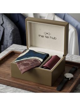 The Tie Hub - Multi-Color Silk Printed Formal Wear Gift Set For Men